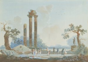 夕暮れの公園の遊歩道：ペンダントのセット、1784（ペアについては309377を参照）